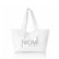 A white canvas tote bag with long handles, featuring the black printed text 'NIOMI AUSTRALIA' on the front, set against a clean white background with a subtle reflection.