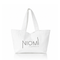 A white canvas tote bag with long handles, featuring the black printed text 'NIOMI AUSTRALIA' on the front, set against a clean white background with a subtle reflection.